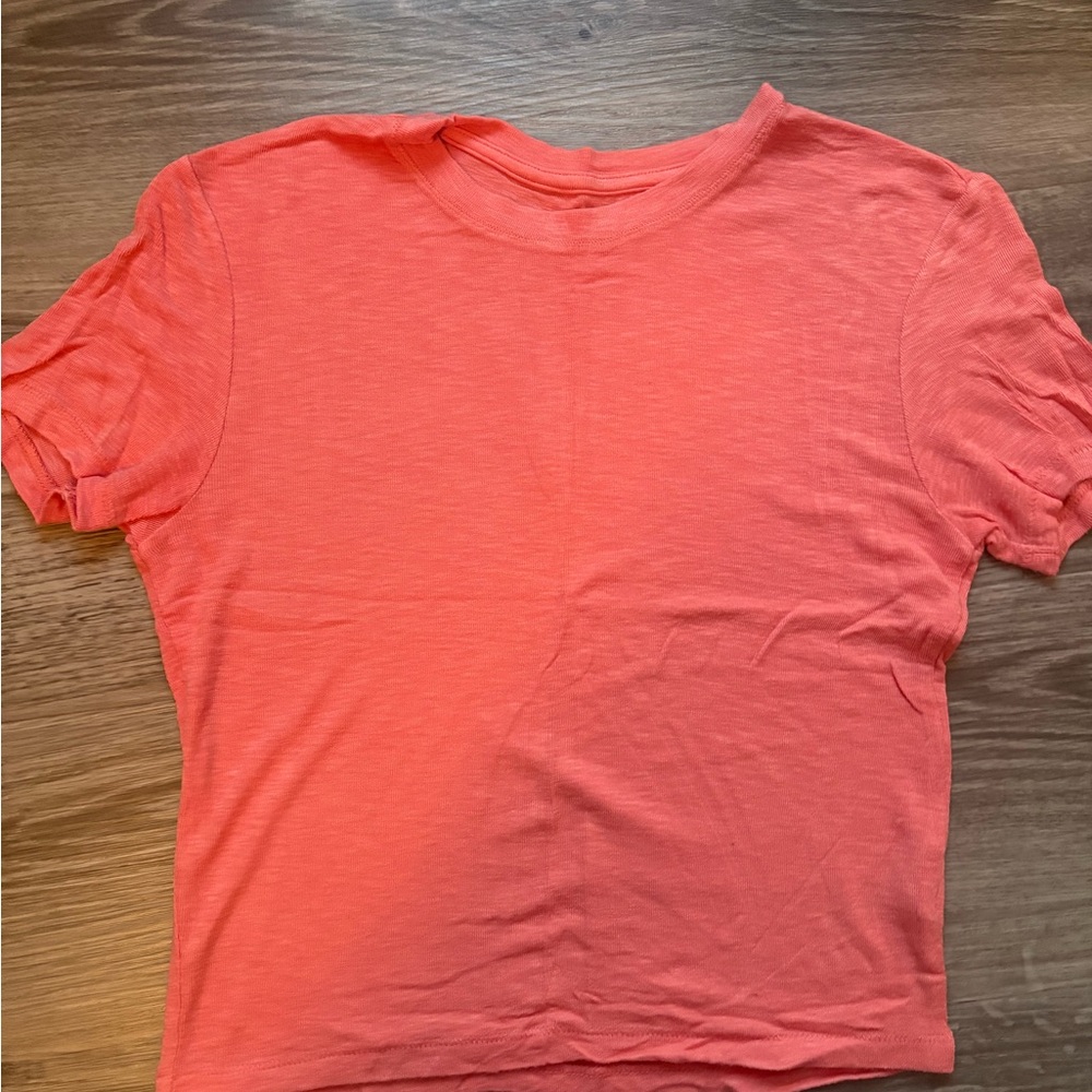 American Eagle Outfitters Pink Short Sleeve Crop Relaxed T-Shirt